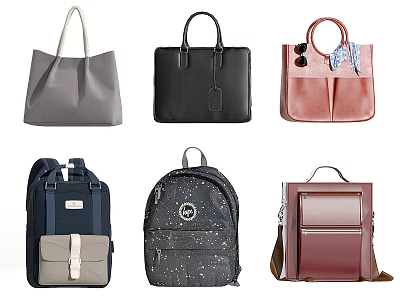 Fashionable Bags Collection with Tote Backpack and Crossbody Styles in Various Colors 3d model