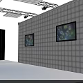 Cartoon Tech Scene With Green Code Flowing White Block Walls Screens And Colorful Floor Glow