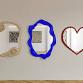 Decorative Wall Mirrors With Beige Floral Blue Irregular And Red Heart Shaped Frames 3d model