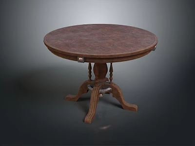 Round Traditional Wooden Dining Table With Carved Legs And Dark Rich Top 3d model