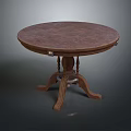 Round Traditional Wooden Dining Table With Carved Legs And Dark Rich Top