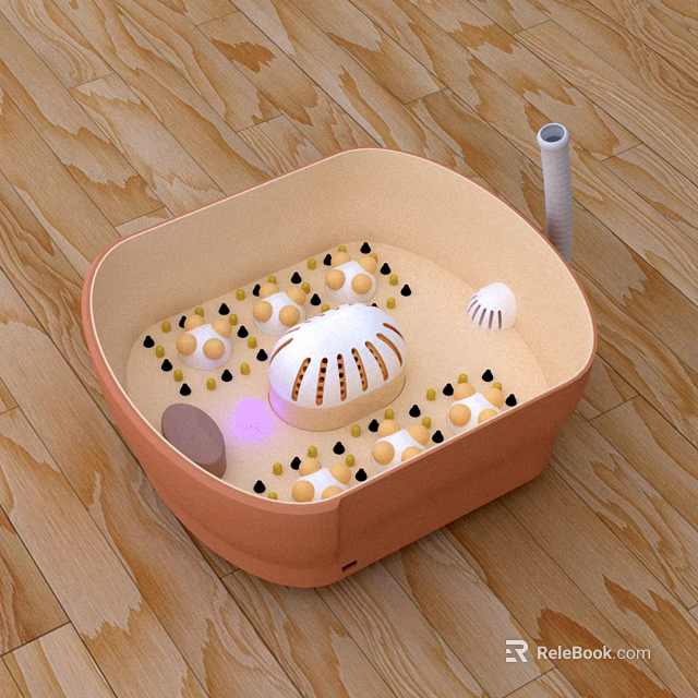 Bathroom Accessories Including Orange Non Slip Mat With Raised Dots And Drain Pipe 3d model 