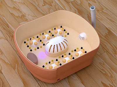 Bathroom Accessories Including Orange Non Slip Mat With Raised Dots And Drain Pipe 3d model