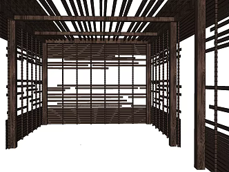 New Chinese Style Corridor Frame Featured Pavilion Bird Cage Doggly Pavilion 3d model
