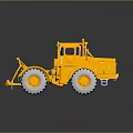 Yellow Construction Bulldozer Model With Large Wheels Front Blade And Cabin