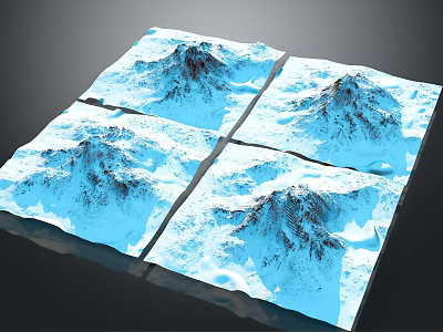 Garden Landscape Design Featuring Four Areas Blue Water And Rocky Terrain Elements 3d model