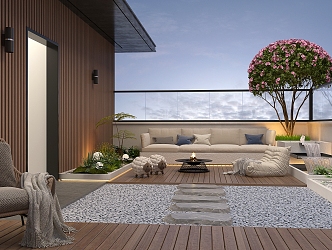 su roof garden balcony landscape outdoor courtyard plant combination dusk balcony terrace landscape 3d model