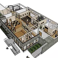 Detailed Isometric Architectural Floor Plan With Room Layout Stairs And Courtyard Areas