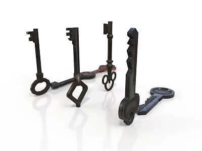 Various Metal Hardware Tools Keys With Different Shapes And Designs 3d model