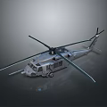 3D Model Military Helicopter With Rotors Cockpit Landing Gear And Gray Color