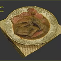 Sliced Juicy Steak With Rich Sauce On Decorative Plate And Bamboo Mat