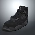 Black High Top Jordan Sneakers With Mesh Design And Gray Sole