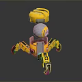 Yellow Robot Game Movie Character With Spherical Body And Mechanical Legs