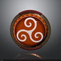 Traditional Red Round Shield With White Spiral Patterns Golden Edge Decorations And Red Border
