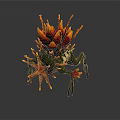 Fantasy Mythical Creature with Green Body Insect Like Legs and Orange Spiky Growths