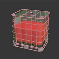 Red IBC Container With Metal Frame And Pallet Base For Liquid Storage 3d model