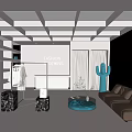 Elegant Modern Clothing Store Interior With Display Racks Clothes Sofa And Blue Decor