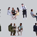 Group of People Interacting in Various Settings Including Conversations Service and Discussions 3d model