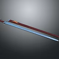 Sharp Long Sword With Silver Metal Blade And Brown Leather Scabbard
