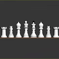 Classic Chessboard Setup with Black and White Pieces on Checkered Surface 3d model