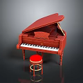 Elegant Red Piano And Matching Red Stool For Home Living Decor Supplies