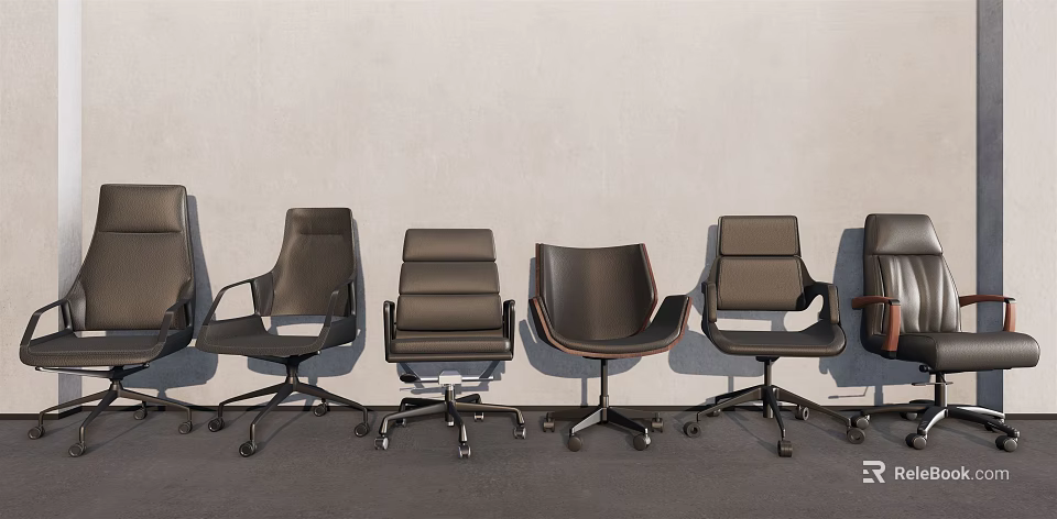 Modern Office Chairs With Multiple Styles Swivel Wheels And Ergonomic Backrests 3d model 
