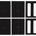 Black Double Doors Collection With Gold Hardware And Various Designs 3d model