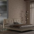 Modern Bedroom Interior Design With Upholstered Bed Nightstand Floor Lamp And Area Rug