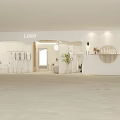 Minimalist White Clothing Store Interior With Clothing Racks Mirror And Decorative Plants