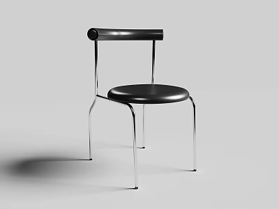 Modern Dining Chair With Sleek Metal Frame And Black Leather Seat 3d model