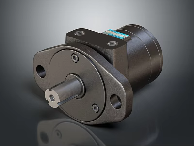 Industrial Hydraulic Motor With Flange Mount Cylindrical Body And Metal Construction 3d model