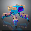 Mechanical Creature 3D Model With Multi Legged Structure And Blue Pink Purple Hues 3d model