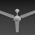 White Three Blades Ceiling Air Conditioner Fan Mounted Against Dark Background