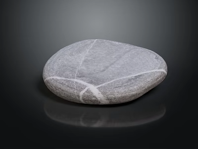 Natural Gray Wood Stone With White Veins Smooth Surface And Black Background Reflection 3d model