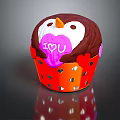 Owl Shaped Cupcake With Pink Heart I Love U And Red Wrapper Decorations