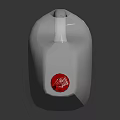 Household Cleaning Product Silver Plastic Container With Red Cap And Caution Label