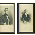 Two Framed Vintage Male Portrait Paintings In Black And White Classic Style