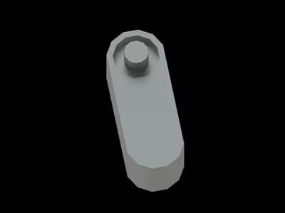 Gray Mechanical Part 3D Render With Rectangular Base And Circular Protrusion 3d model
