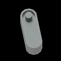 Gray Mechanical Part 3D Render With Rectangular Base And Circular Protrusion