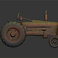 Vintage Orange Tractor With Large Wheels Steering Wheel And Mechanical Parts