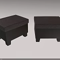 Two Black Square Upholstered Ottoman with Soft Padding for Living Room