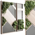 Living Plant Wall With Wooden Panels And Striped Patterns In Modern Interior Design