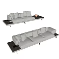 Modern Light Gray Sofa Set With Multiple Cushions Tray Side Table And Black Legs 3d model