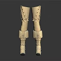Stylish Beige Knee High Boots With Structured Straps And Modern Fashion Design