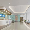 Bright Hospital Outpatient Clinic Reception With Medical Staff And Waiting Area