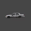 Rear View Of Dusty White Police Car With Exterior Police Lights And Badge