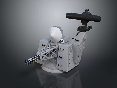 Military Weapon System With Telescopic Sight And Radar Device On Metal Base 3d model