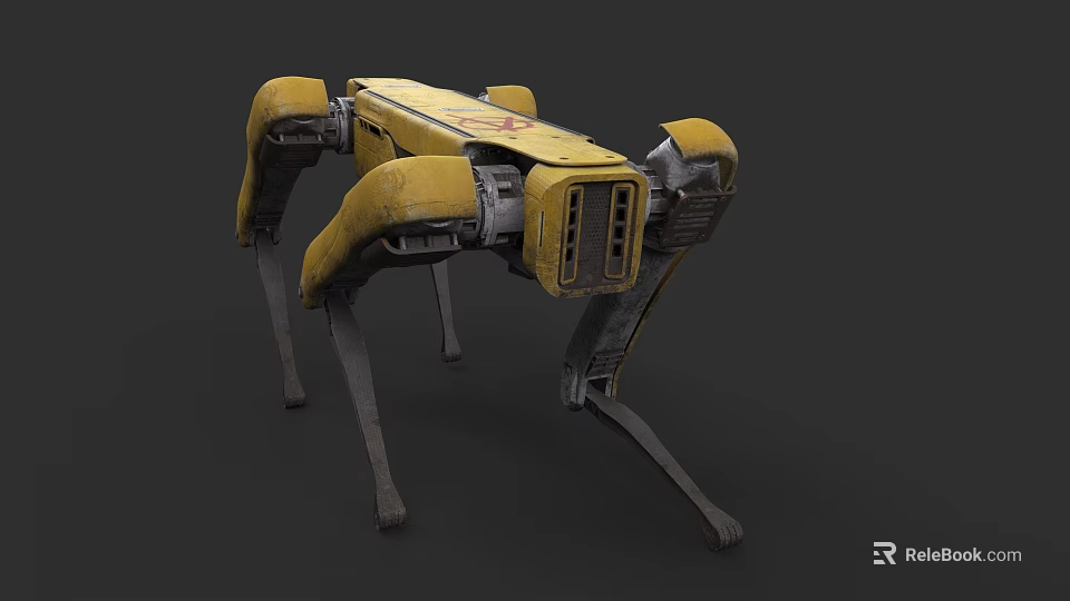 Yellow Mechanical Weapon With Multiple Legs And Robotic Combat Structure 3d model