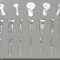 Different Types of Metal Screws in Silver Black and Gold with Various Heads