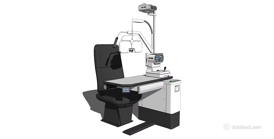 Advanced Ophthalmic Medical Equipment With Black Examination Chair And Diagnostic Instrument 3d model 